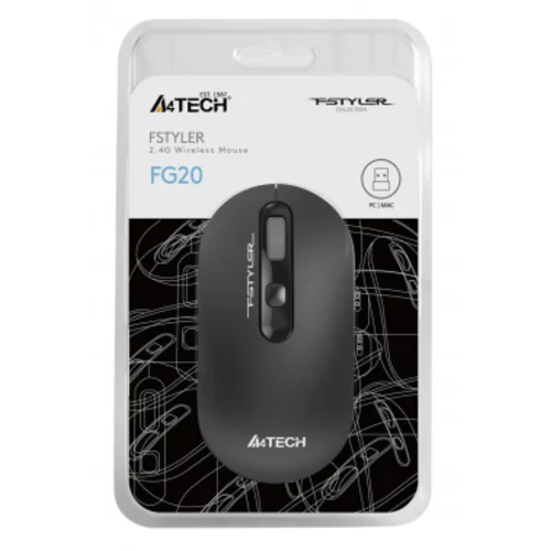 Мышь A4Tech Fstyler FG20 серый оптическая (2000dpi) беспроводная USB для ноутбука (4but)